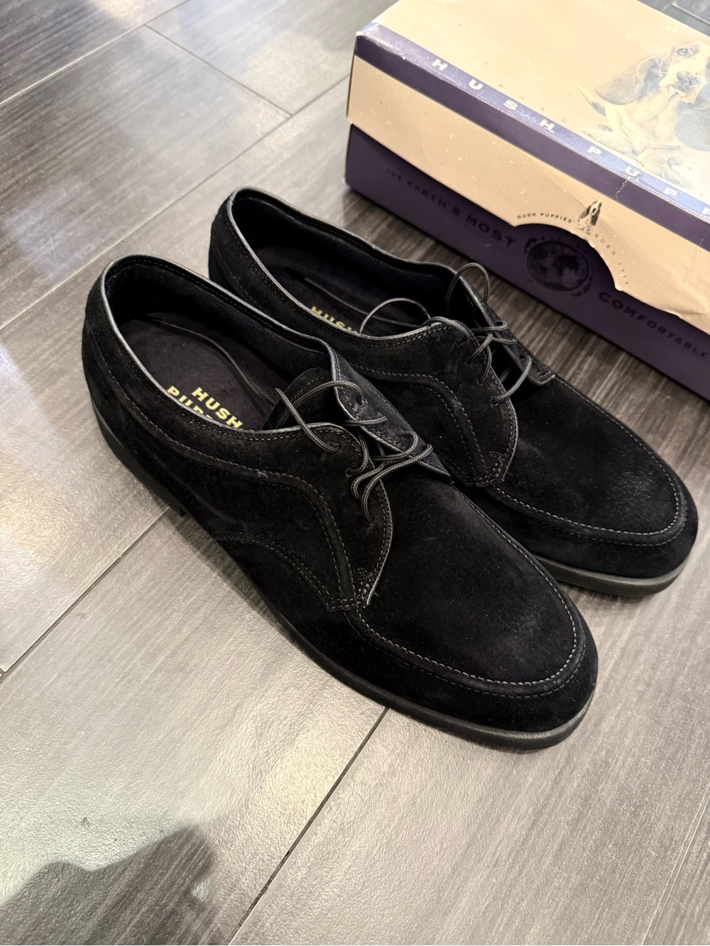 Hush Puppies Men’s Wayne Oxford Shoes In Black Suede